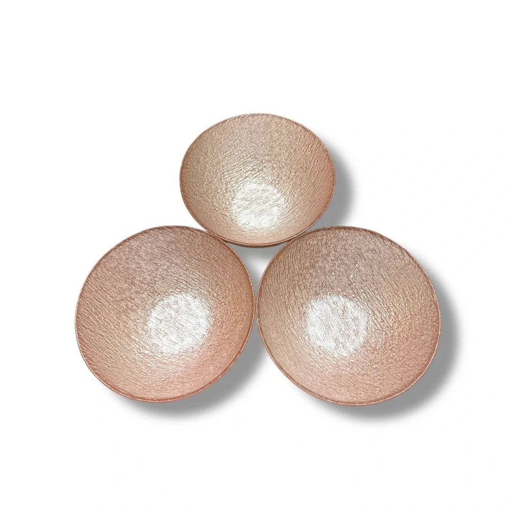 Akam Rose Gold Glitter Textured Glass Dinnerware Set 9 Pieces‎ Plates Bowls